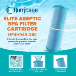 Hurricane 4 Pack HF4H949-01M Elite Aseptic Spa Filter Cartridge Replacement For PWW50L, Unicel 4CH-949, Filbur FC-0172, Waterway Teleweir 50