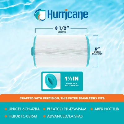 Hurricane 2 Pack HF6H47-01 Advanced Spa Filter Cartridge Replacement For PTL47W-P4-M, Unicel 6CH-47RA, Filbur FC-0315M, Advanced/LA Spas, Aber Hot Tub 4 Hurricane 2 Pack HF6H47-01 Advanced Spa Filter Cartridge Replacement For PTL47W-P4-M, Unicel 6CH-47RA, Filbur FC-0315M, Advanced/LA Spas, Aber Hot Tub - Image 2