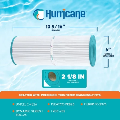 Hurricane 3 Pack HF4326-01 Advanced Spa Filter Cartridge For PRB25, Unicel C-4326, Filbur FC-2375, Dynamic Series I RDC-25, Waterway 25 In-Line 4 Hurricane 3 Pack HF4326-01 Advanced Spa Filter Cartridge For PRB25, Unicel C-4326, Filbur FC-2375, Dynamic Series I RDC-25, Waterway 25 In-Line - Image 2