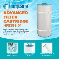 Hurricane Filters Replacement Spa Filter Cartridge Compatible To Unicel C-8399, PCD100W, Filbur FC-3965, And Caldera 100, White