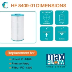 Hurricane Replacement Spa Filter Cartridge For Unicel C-8409, PA90, Filbur FC-1292, Hayward Star-Clear Plus C900, And Hayward X-Stream CC100, 4 Pack