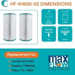 Hurricane 2 Pack HF4H935-01 Advanced Pool And Spa Filter Cartridge Replacement For PWW35L, Unicel 4CH-935, Filbur FC-0820, White -Liceria & Co. GUEST 14c602b2 7773 4c55 a752 015db22f0465