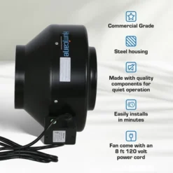 Hurricane 8" Commercial Grade Inline Fan For Phresh & Black Ops Carbon Filters, Ideal-Air Ducting And Clamps And Titan Controls Ventilation (2 Pack) -Liceria & Co. GUEST 1a533fc6 76a4 427e a167 589b4b25b6ff