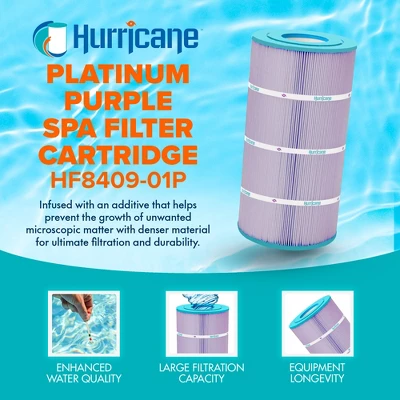 Hurricane Filters 3 Pack HF8409-01P Platinum Purple Pool Filter Cartridge Replacement For PA90, Unicel C-8409, Filbur FC-1292 3 Hurricane Filters 3 Pack HF8409-01P Platinum Purple Pool Filter Cartridge Replacement For PA90, Unicel C-8409, Filbur FC-1292