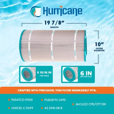 Hurricane HF9699-01 Advanced Pool And Spa Filter Cartridge Replacement For Unicel C-9699, PJ100, Filbur FC-1490, PJB-100, White 4 Hurricane HF9699-01 Advanced Pool And Spa Filter Cartridge Replacement For Unicel C-9699, PJ100, Filbur FC-1490, PJB-100, White - Image 2