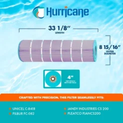Hurricane 2 Pack HF8418-01P Platinum Purple Spa Filter Cartridge Replacement For PJANCS200, Unicel C-8418, Filbur FC-0823, Jandy Industries CS 200 -Liceria & Co. GUEST 282ec5ce 8f98 45de 8541 4065ade96ba2 2