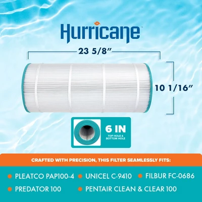 Hurricane 2 Pack HF9410-01 Advanced Pool Filter Cartridge For PAP100-4, Unicel C-9410, Filbur FC-0686, Predator 100, Pentair Clean & Clear 100 4 Hurricane 2 Pack HF9410-01 Advanced Pool Filter Cartridge For PAP100-4, Unicel C-9410, Filbur FC-0686, Predator 100, Pentair Clean & Clear 100 - Image 2