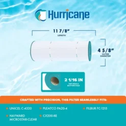 Hurricane Filters Replacement Spa Filter Cartridge For Unicel C-4320, PA20-4, Filbur FC-1215, Hayward MicroStar-Clear, CX200-RE, C-200RE