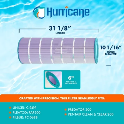 Hurricane HF9419-01P Platinum Purple Spa Filter Cartridge For PAP200, Unicel C-9419, Filbur FC-0688, Pentair Clean & Clear 200, Predator 200 4 Hurricane HF9419-01P Platinum Purple Spa Filter Cartridge For PAP200, Unicel C-9419, Filbur FC-0688, Pentair Clean & Clear 200, Predator 200 - Image 2
