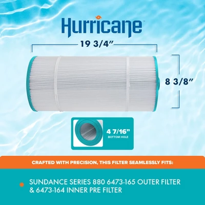 Hurricane HF-OUT19-01 Advanced Spa Filter Cartridge Outer Filter Replacement For Sundance Series 880 6473-165 4 Hurricane HF-OUT19-01 Advanced Spa Filter Cartridge Outer Filter Replacement For Sundance Series 880 6473-165 - Image 2