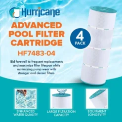 Hurricane 8 Pack HF7483-04 Advanced Pool Filter Cartridge For PA81-4-M, Unicel C-7483, Filbur FC-1225, SwimClear, Super-Star-Clear