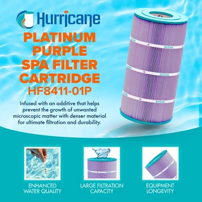 Hurricane Filters HF8411-01P Platinum Purple Pool Cartridge For Pleatco PWWCT75, Unicel C-8411, Filbur FC-1255, Waterway Clearwater II Pro-Clean 75 3 Hurricane Filters HF8411-01P Platinum Purple Pool Cartridge For Pleatco PWWCT75, Unicel C-8411, Filbur FC-1255, Waterway Clearwater II Pro-Clean 75