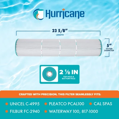 Hurricane Filters 4 Pack Advanced Filter Cartridge Compatible With Unicel C-4995, PCAL100, Filbur FC-2940, Waterway 100, 817-1000, And Cal Spas 4 Hurricane Filters 4 Pack Advanced Filter Cartridge Compatible With Unicel C-4995, PCAL100, Filbur FC-2940, Waterway 100, 817-1000, And Cal Spas - Image 2