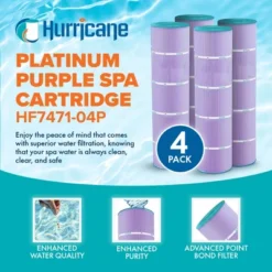 Hurricane 12 Pack HF7471-04P Platinum Purple Pool And Spa Filter Cartridge Replacement For PCC105, Unicel C-7471, Filbur FC-1977