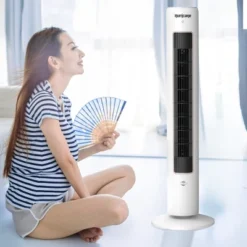 Hurricane Triple Action Indoor Tower Fan, 40 Inch Air Enhancing Electric Cooling Fan With Aromatherapy Diffuser And Remote Control, White -Liceria & Co. GUEST 7993b623 68a4 452b bf44 d91f09b423a2