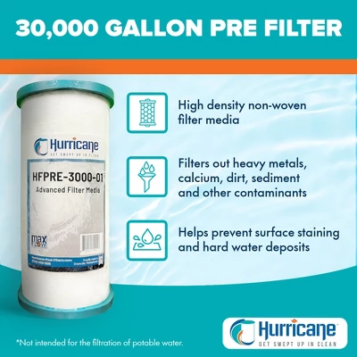 Hurricane PRE30000 Pre Fill Pool Filter Cartridge Replacement With Advanced Bond Filter And Optimal Waterflow For In Ground Pools, White 4 Hurricane PRE30000 Pre Fill Pool Filter Cartridge Replacement With Advanced Bond Filter And Optimal Waterflow For In Ground Pools, White - Image 2