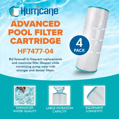 Hurricane Filters Advanced Spa Filter Cartridge For C-7477, PA75SV, FC-1260, Hayward C-570, C3020, C3000, C3000S, And Sta-Rite PRC 75, 4 Pack 3 Hurricane Filters Advanced Spa Filter Cartridge For C-7477, PA75SV, FC-1260, Hayward C-570, C3020, C3000, C3000S, And Sta-Rite PRC 75, 4 Pack
