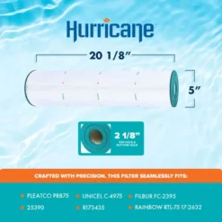 Hurricane 2 Pack HF4975-01 Advanced Pool And Spa Filter Cartridge Replacement For PRB75, Unicel C-4975, Filbur FC-2395, Rainbow RTL-75