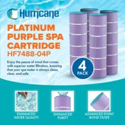 Hurricane 12 Pack HF7488-04P Platinum Purple Pool And Spa Filter Cartridge Replacement For PA106, Unicel C-7488, Filbur FC-1226