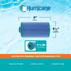 Hurricane HF4H21-01M Elite Aseptic Pool And Spa Filter Cartridge Replacement For PTL18P4, Unicel 4CH-21, Filbur FC-0121, Blue