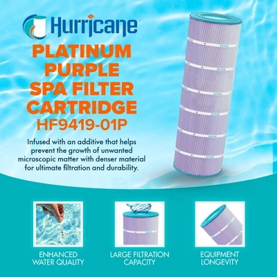 Hurricane 4 Pack HF9419-01P Platinum Purple Spa Filter Cartridge For PAP200, Unicel C-9419, Filbur FC-0688, Pentair Clean & Clear 200, Predator 200 3 Hurricane 4 Pack HF9419-01P Platinum Purple Spa Filter Cartridge For PAP200, Unicel C-9419, Filbur FC-0688, Pentair Clean & Clear 200, Predator 200