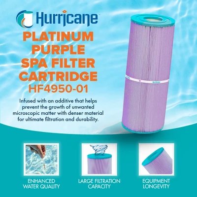 Hurricane 3 Pack HF4950-01P Platinum Purple Spa Filter Cartridge Replacement For PRB50-IN, Unicel C-4950, Filbur FC-2390, Dynamic Series IV DFM, DFML 3 Hurricane 3 Pack HF4950-01P Platinum Purple Spa Filter Cartridge Replacement For PRB50-IN, Unicel C-4950, Filbur FC-2390, Dynamic Series IV DFM, DFML