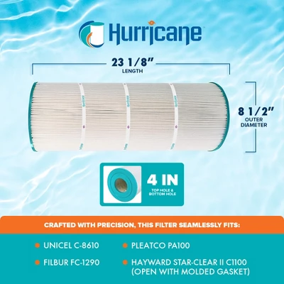 Hurricane 3 Pack HF8610-01 Advanced Pool Filter Cartridge Replacement For PA100, Unicel C-8610, Filbur FC-1290, Hayward Star Clear II C1100 4 Hurricane 3 Pack HF8610-01 Advanced Pool Filter Cartridge Replacement For PA100, Unicel C-8610, Filbur FC-1290, Hayward Star Clear II C1100 - Image 2