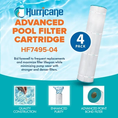 Hurricane 8 Pack HF7495-04 Advanced Pool Filter Cartridge For PA126, Unicel C-7495, Filbur FC-1296, Hayward Super-Star-Clear C5000, SwimClear C5020 3 Hurricane 8 Pack HF7495-04 Advanced Pool Filter Cartridge For PA126, Unicel C-7495, Filbur FC-1296, Hayward Super-Star-Clear C5000, SwimClear C5020