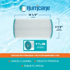 Hurricane Filters 4 Pack Elite Aseptic Cartridge Filter For Unicel: C-6430RA, PWK30-M, Filbur: FC-3915-M, And Other Compatible Models