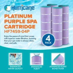 Hurricane 12 Pack HF7459-04P Platinum Purple Pool Filter Cartridge For PJAN85, Unicel C-7459, Filbur FC-0800, Jandy Industries CCL-340,CV 340