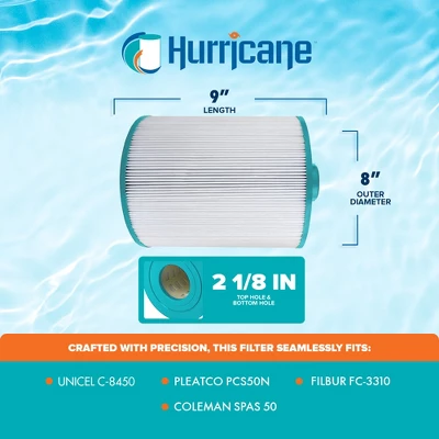 Hurricane Filters Replacement Advanced Spa Filter Cartridge For Unicel C-8450, PCS50N, Filbur FC-3310, Coleman Spas 50, White, 4 Pack 4 Hurricane Filters Replacement Advanced Spa Filter Cartridge For Unicel C-8450, PCS50N, Filbur FC-3310, Coleman Spas 50, White, 4 Pack - Image 2