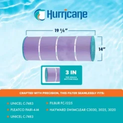 Hurricane 4 Pack HF7483-04P Platinum Purple Pool Filter Cartridge Replacement For PA81-4-M, Unicel C-7483, Filbur FC-1225, Hayward SwimClear C3030