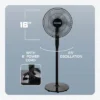 Hurricane Oscillating Pedestal Stand Fan, 12-Speed Cooling Unit, 16", Black - With Remote Control, Adjustable Tilt & Height, For Home, Bedroom, Office