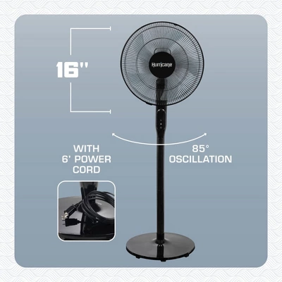 Hurricane Oscillating Pedestal Stand Fan, 12-Speed Cooling Unit, 16", Black - With Remote Control, Adjustable Tilt & Height, For Home, Bedroom, Office 3 Hurricane Oscillating Pedestal Stand Fan, 12-Speed Cooling Unit, 16", Black - With Remote Control, Adjustable Tilt & Height, For Home, Bedroom, Office
