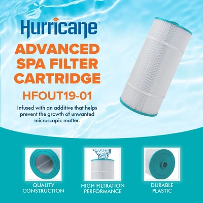 Hurricane 2 Pack HF-OUT19-01 Advanced Spa Filter Cartridge Outer Filter Replacement For Sundance Series 880 6473-165 3 Hurricane 2 Pack HF-OUT19-01 Advanced Spa Filter Cartridge Outer Filter Replacement For Sundance Series 880 6473-165
