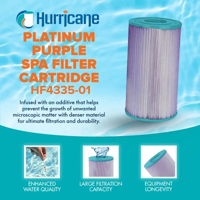 Hurricane Filters HF4335-01P Platinum Purple Spa Filter Cartridge Replacement For Pleatco, Unicel, Filbur, Dynamic Series, DFML, Waterway Models 3 Hurricane Filters HF4335-01P Platinum Purple Spa Filter Cartridge Replacement For Pleatco, Unicel, Filbur, Dynamic Series, DFML, Waterway Models