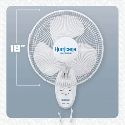 Hurricane Supreme 18 Inch 90 Degree Oscillating Indoor Wall Mounted 3 Speed Fan With Adjustable Tilt And Pull Chain Control, White (2 Pack) 5 Hurricane Supreme 18 Inch 90 Degree Oscillating Indoor Wall Mounted 3 Speed Fan With Adjustable Tilt And Pull Chain Control, White (2 Pack) - Image 3