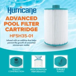 Hurricane HF5H35-01 Advanced Pool And Spa Filter Cartridge Replacement For PAS35P, Unicel 5CH-35, Filbur FC-0300, Elite Spas, White