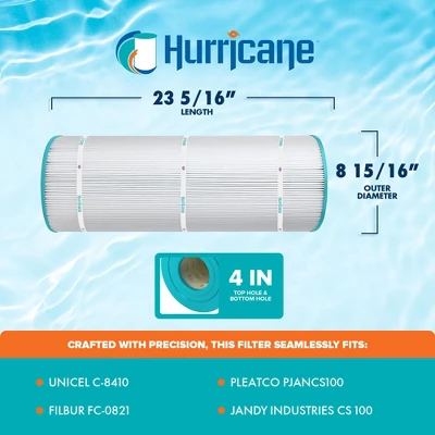 Hurricane Filters Replacement Spa Filter Cartridge For PJANCS100, Unicel C-8410, Filbur FC-0821, And Jandy Industries CS 100, White, 3 Pack 7 Hurricane Filters Replacement Spa Filter Cartridge For PJANCS100, Unicel C-8410, Filbur FC-0821, And Jandy Industries CS 100, White, 3 Pack - Image 5