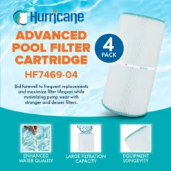 Hurricane 8 Pack HF7469-04 Advanced Pool Filter Cartridge For PCC60, Unicel C-7469, Filbur FC-1975, Pentair Clean & Clear 240, SwimClear C2025