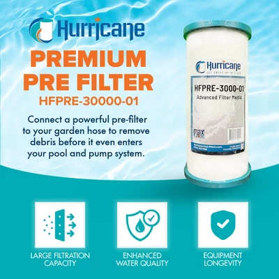 Hurricane PRE30000 Pre Fill Pool Filter Cartridge Replacement With Advanced Bond Filter And Optimal Waterflow For In Ground Pools, White 3 Hurricane PRE30000 Pre Fill Pool Filter Cartridge Replacement With Advanced Bond Filter And Optimal Waterflow For In Ground Pools, White