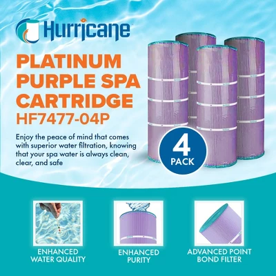 Hurricane 16 Pack HF7477-04P Platinum Purple Spa Cartridge Replacement For PA75SV, Unicel C-7477, Filbur FC-1260, Hayward C-570 3 Hurricane 16 Pack HF7477-04P Platinum Purple Spa Cartridge Replacement For PA75SV, Unicel C-7477, Filbur FC-1260, Hayward C-570