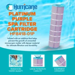 Hurricane 3 Pack HF8418-01P Platinum Purple Spa Filter Cartridge Replacement For PJANCS200, Unicel C-8418, Filbur FC-0823, Jandy Industries CS 200