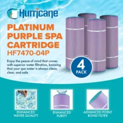 Hurricane 12 Pack HF7470-04P Platinum Purple Pool Filter Cartridge Replacement For PCC80, Unicel C-7470, Filbur FC-1976, Pentair Clean & Clear 320