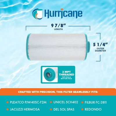 Hurricane HF5H402-01 Advanced Spa Filter Cartridge Replacement For PJW40SC-F2M, Unicel 5CH402, Filbur FC-2811, Hermosa, Redondo, Del Sol Spas 4 Hurricane HF5H402-01 Advanced Spa Filter Cartridge Replacement For PJW40SC-F2M, Unicel 5CH402, Filbur FC-2811, Hermosa, Redondo, Del Sol Spas - Image 2