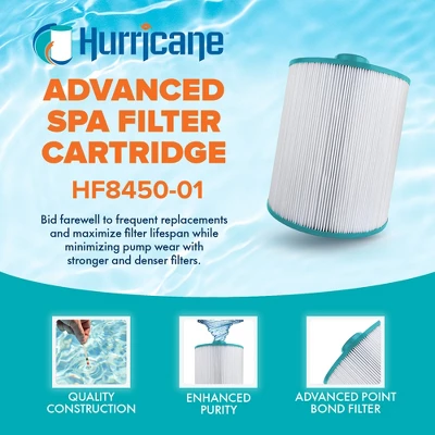 Hurricane Filters Replacement Advanced Spa Filter Cartridge For Unicel C-8450, PCS50N, Filbur FC-3310, Coleman Spas 50, White, 4 Pack 3 Hurricane Filters Replacement Advanced Spa Filter Cartridge For Unicel C-8450, PCS50N, Filbur FC-3310, Coleman Spas 50, White, 4 Pack
