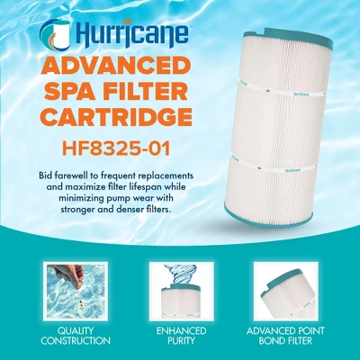 Hurricane Filters Replacement Spa Filter Cartridge For Unicel C-8325, PSD125U, Filbur FC-2790, And Sundance Horizontal Spa Cartridge, White 3 Hurricane Filters Replacement Spa Filter Cartridge For Unicel C-8325, PSD125U, Filbur FC-2790, And Sundance Horizontal Spa Cartridge, White