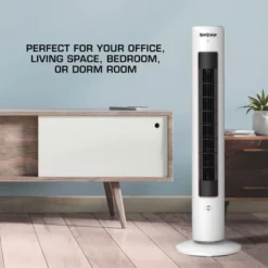 Hurricane 40 Inch Triple Action Air Enhancing Tower Fan And Aromatherapy Diffuser With Remote Control And Floor Mount Construction, 2 Pack, White -Liceria & Co. GUEST fb8d6680 9e94 49e6 b77c d8698e5b4c41